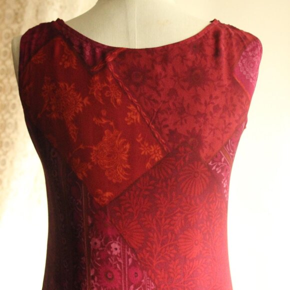 Vintage 1990s Dress, Jones New York Silk Burgundy Floral Print, Size 8 - Picture 11 of 12